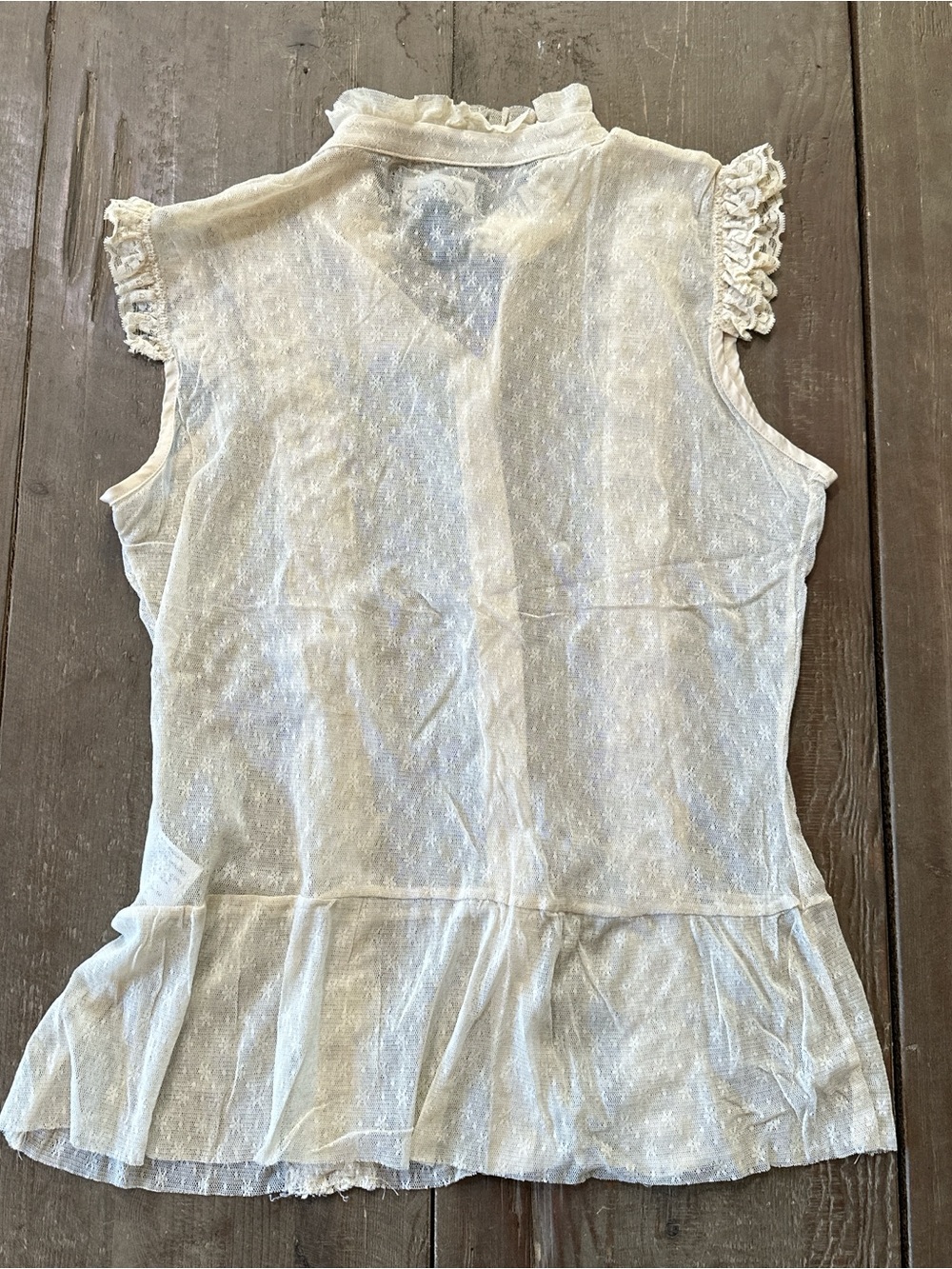 City Streets Cream Ruffled Lace Button-Front Tank - Picture 3 of 3